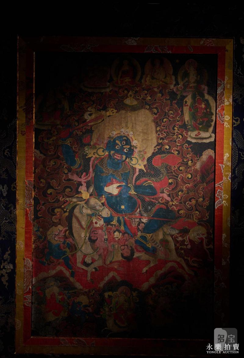 清乾隆 （雍和宫风格）矿物彩绘吉祥天母唐卡 - 图6